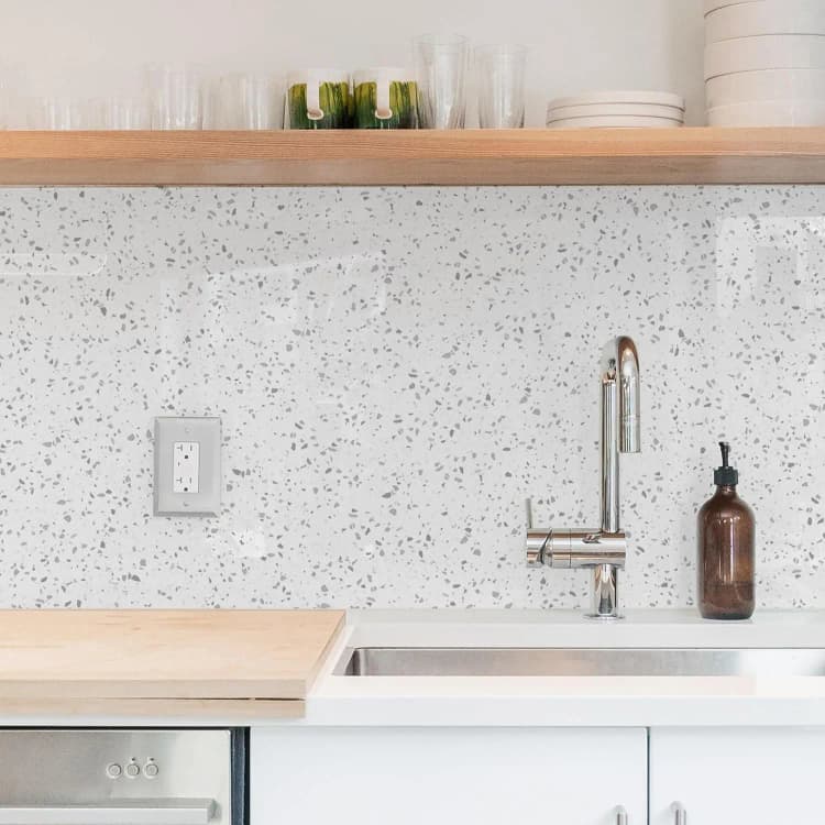 COWINLIFE DECO Gray Marble Sticker Glossy White Vinyl PVC Self-Adhesive Wallpaper Rolls Waterproof Kitchen Wall Stickers Home Decor detail 4