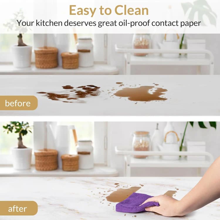COWINLIFE DECO Modern Glossy White Vinyl Marble Sticker Peel and Stick Waterproof Self Adhesive Wall Paper for Kitchen Wall Sticker detail 2