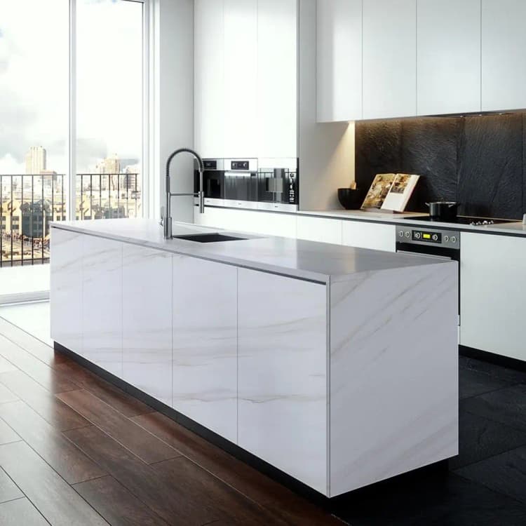 White Marble Stickers Vinyl Self Adhesive Peel and Stick Wallpaper for Kitchen Counter Top Cabinet Waterproof PVC Removable detail 3