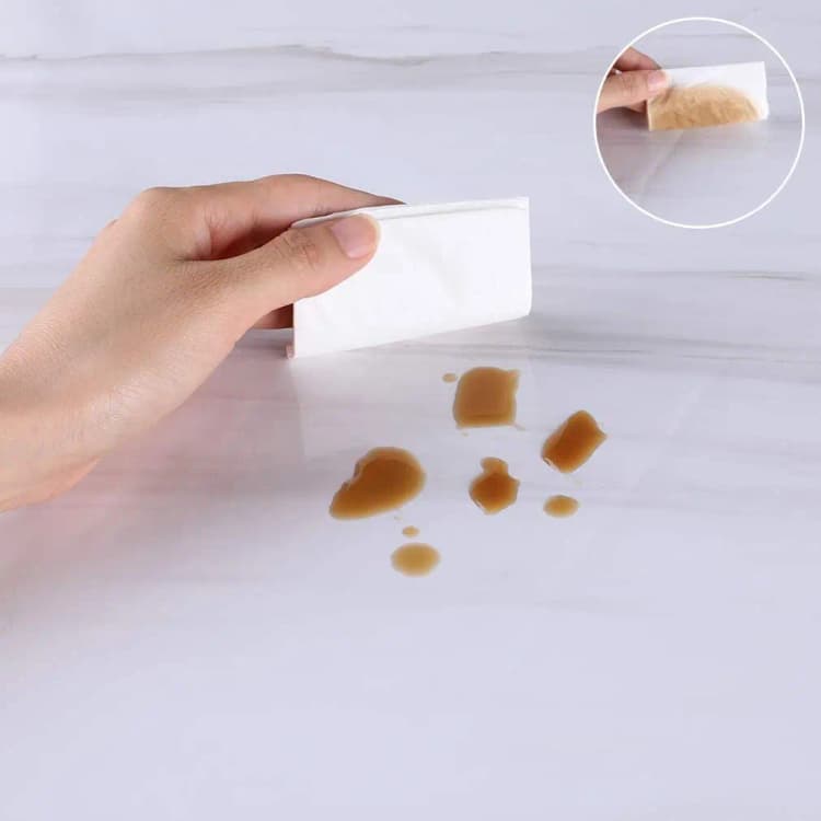 White Marble Stickers Vinyl Self Adhesive Peel and Stick Wallpaper for Kitchen Counter Top Cabinet Waterproof PVC Removable detail 6
