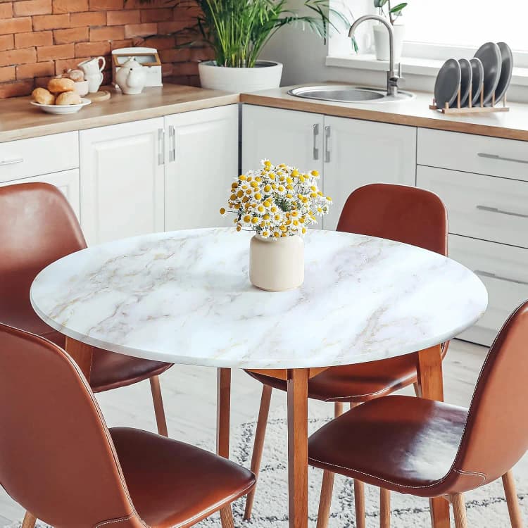 COWINLIFE DECO Matte Waterproof 3D Golden White Marble Sticker Peel Stick PVC Self-Adhesive Wallpaper Rolls for Kitchen Bathroom detail 2
