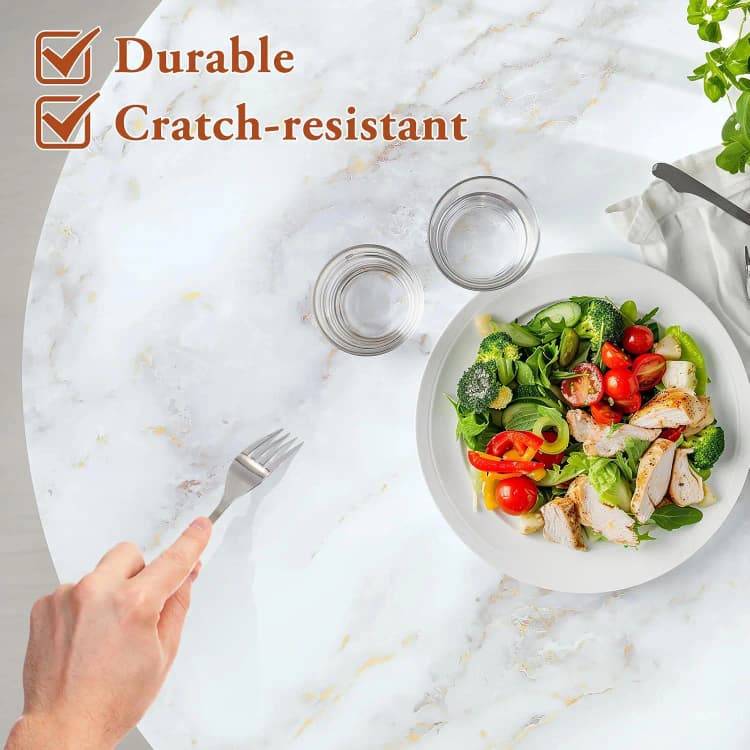 COWINLIFE DECO Matte Waterproof 3D Golden White Marble Sticker Peel Stick PVC Self-Adhesive Wallpaper Rolls for Kitchen Bathroom detail 3