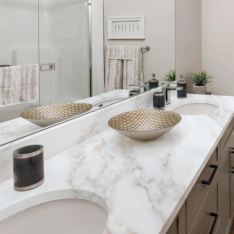 COWINLIFE DECO Matte Waterproof 3D Golden White Marble Sticker Peel Stick PVC Self-Adhesive Wallpaper Rolls for Kitchen Bathroom detail 5
