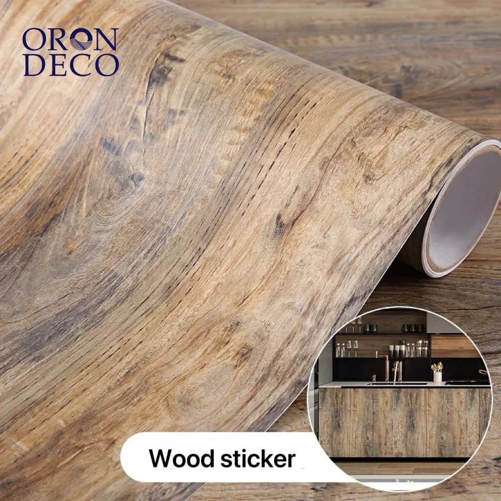 COWINLIFE DECO Retro Wood Texture Wallpaper PVC Vinyl Self-Adhesive Peel and Stick for Furniture Renovation for Household Use