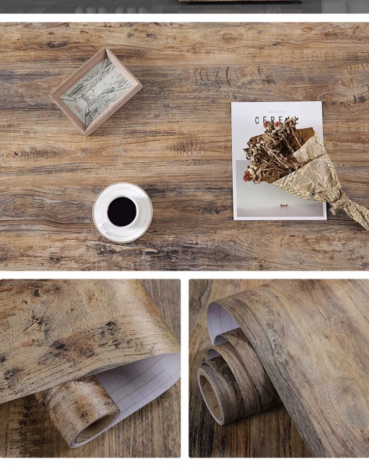 COWINLIFE DECO Retro Wood Texture Wallpaper PVC Vinyl Self-Adhesive Peel and Stick for Furniture Renovation for Household Use detail 3