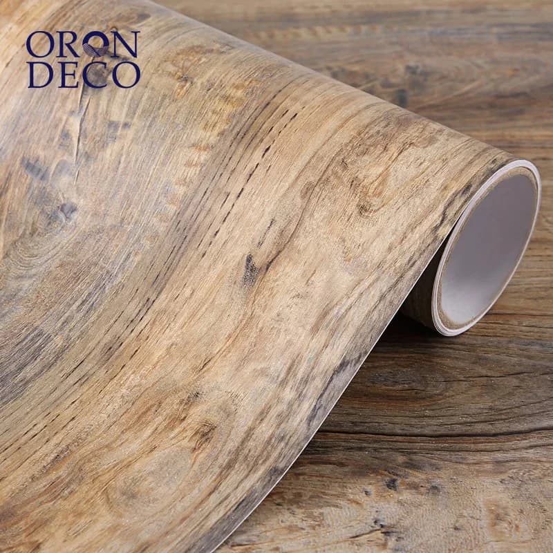 COWINLIFE DECO Modern Design Retro Wood Texture Wallpaper PVC Vinyl Self-Adhesive Peel Stick Waterproof Roll for Furniture Renovation
