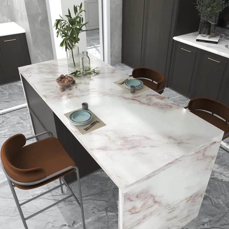 COWINLIFE DECO Matte Waterproof 3D Golden White Marble Sticker Peel and Stick PVC Self-Adhesive Wallpaper for Kitchen Living Room detail 4