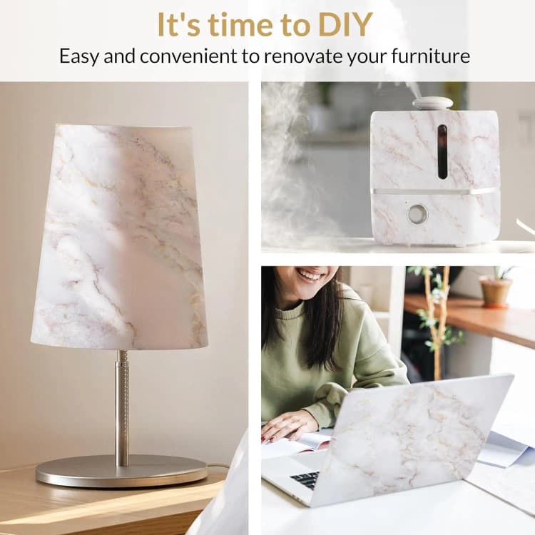 COWINLIFE DECO Self-Adhesive Removable Wallpaper Sticker Modern Marble Design in Matt White/Gold for Kitchen detail 2