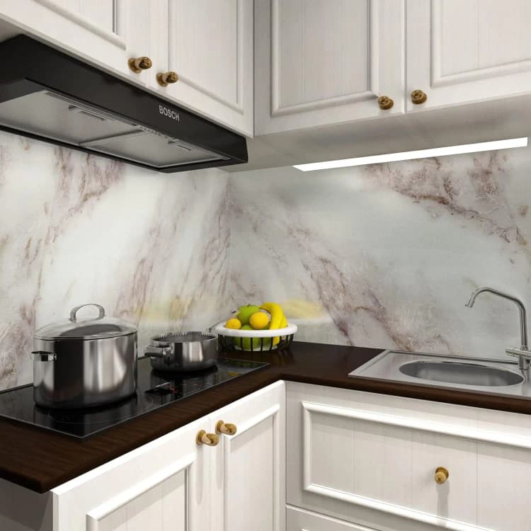 COWINLIFE DECO Self-Adhesive Removable Wallpaper Sticker Modern Marble Design in Matt White/Gold for Kitchen detail 3