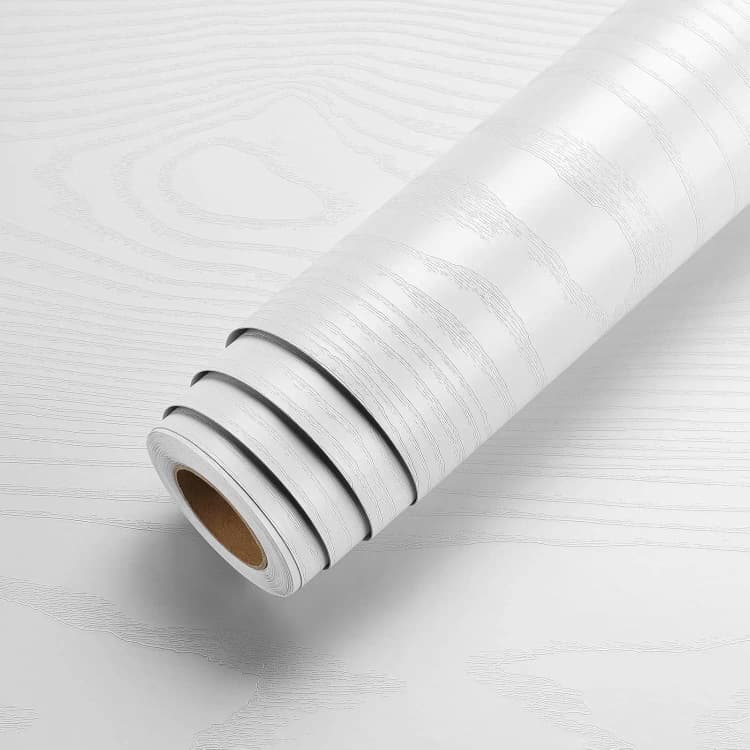 COWINLIFE DECO Wholesale White PVC Self Adhesive Wood Grain Wallpaper Texture Design Wall Paper Stickers for Home Decoration detail 1
