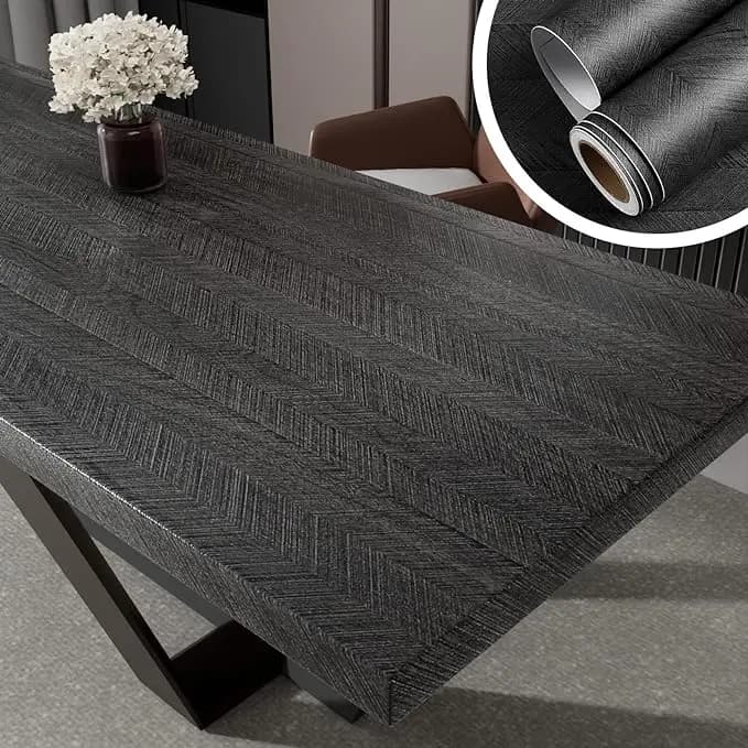 COWINLIFE Cheap Black Wallpaper Peel and Stick Removable Self Adhesive Wall Paper Herringbond Wood Wallpaper for Bedroom