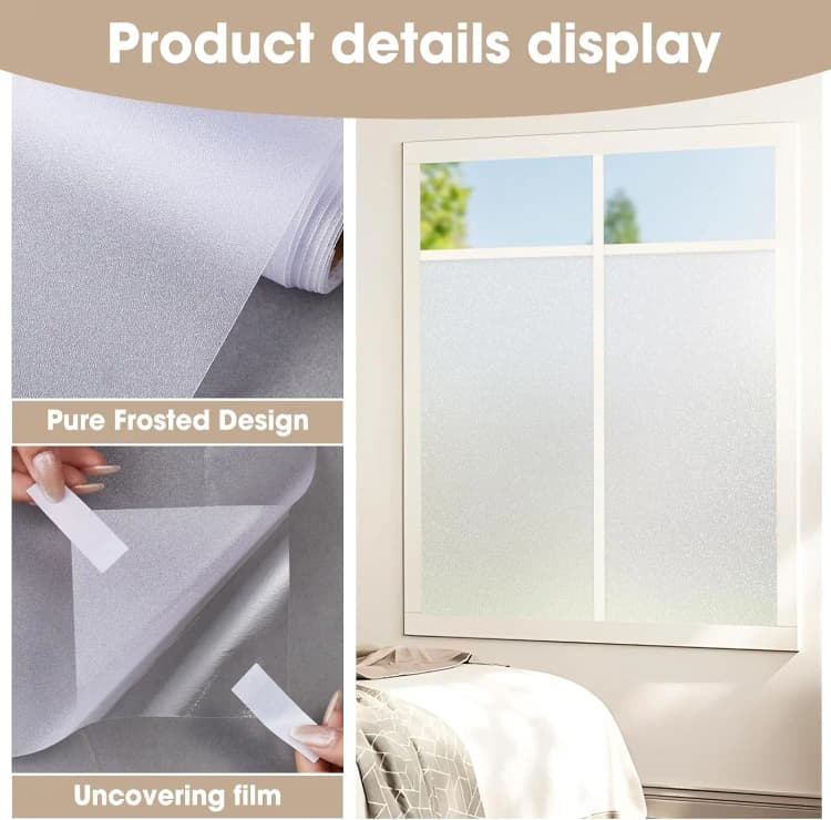 COWINLIFE Wholesale Self Adhesive White Frosted Glass Sticker Removable Tint Window Privacy protection Glass windows Film for Office detail 3