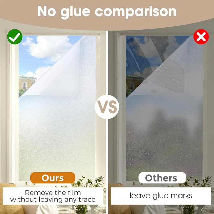 COWINLIFE Wholesale Self Adhesive White Frosted Glass Sticker Removable Tint Window Privacy protection Glass windows Film for Office detail 5