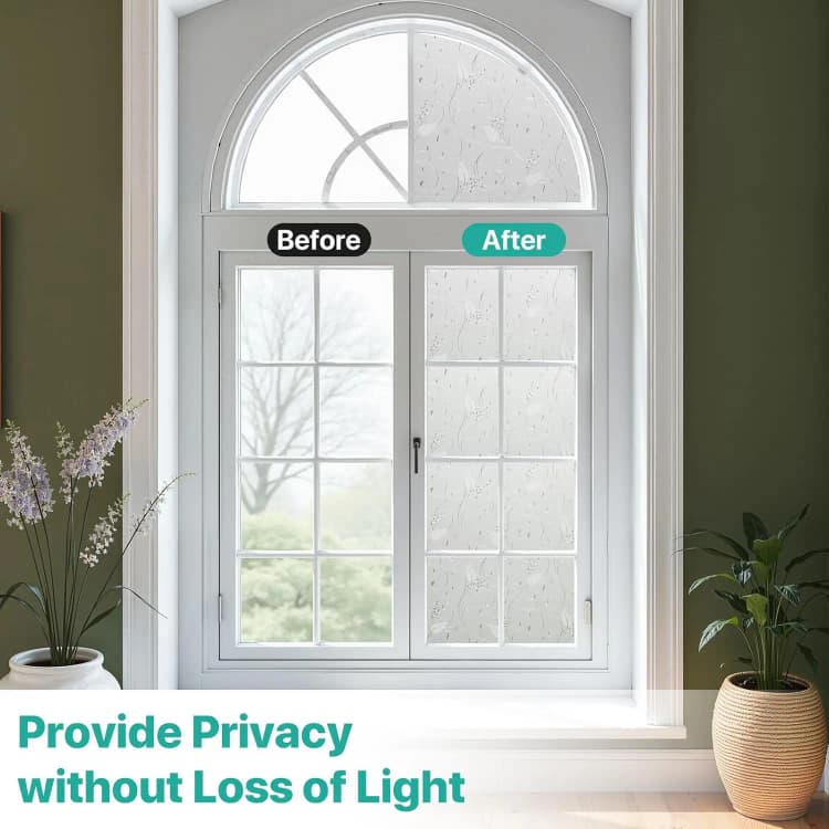 COWINLIFE Privacy Glass Film PVC Removable Decorative Sticker Waterproof Glass Film Static Cling for Apartment Kitchen Home Office detail 5