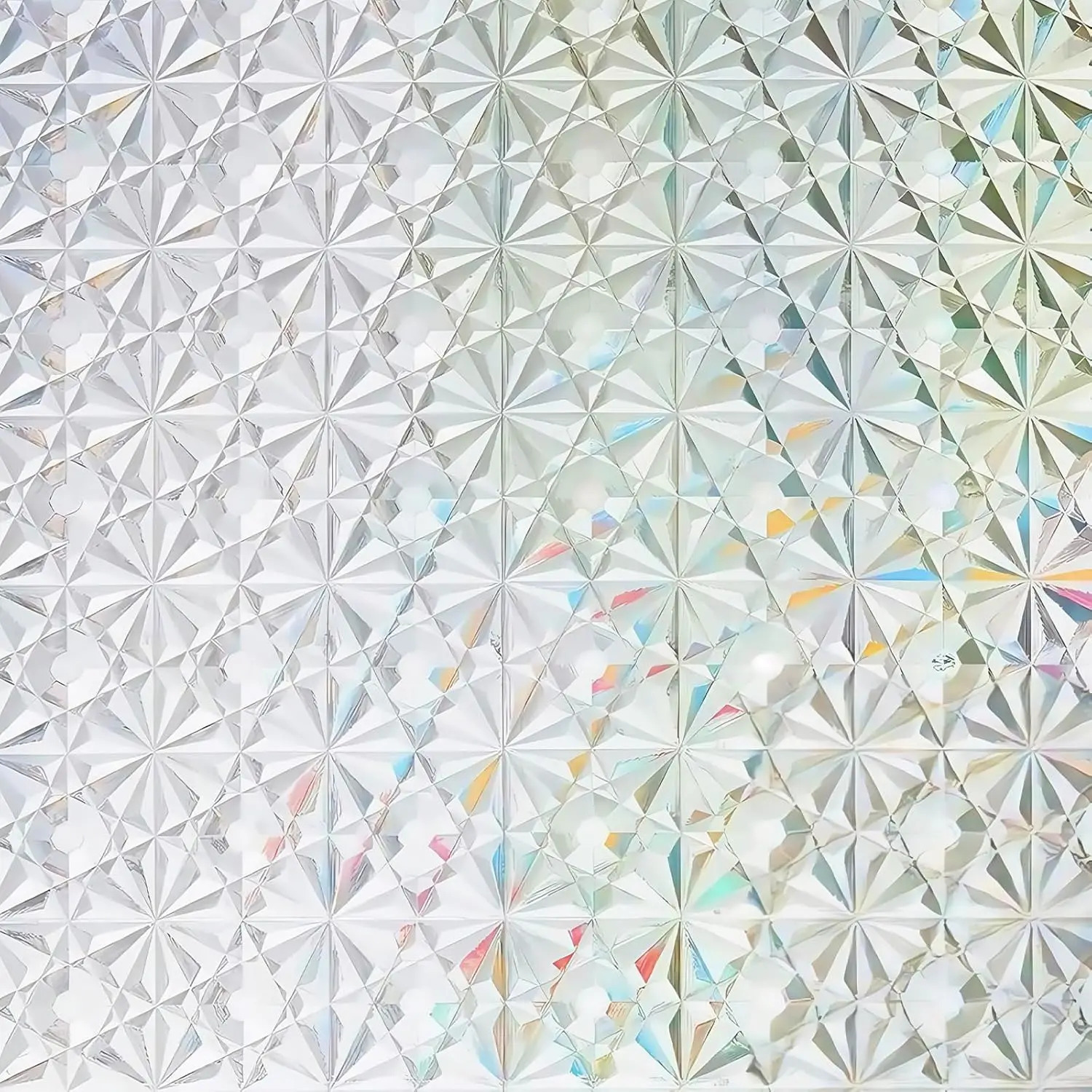 DECO Rainbow Privacy Stained Glass Window Film 3D Static Cling Glass Cover Peel and Stick Window Tint for Home Office Decoration