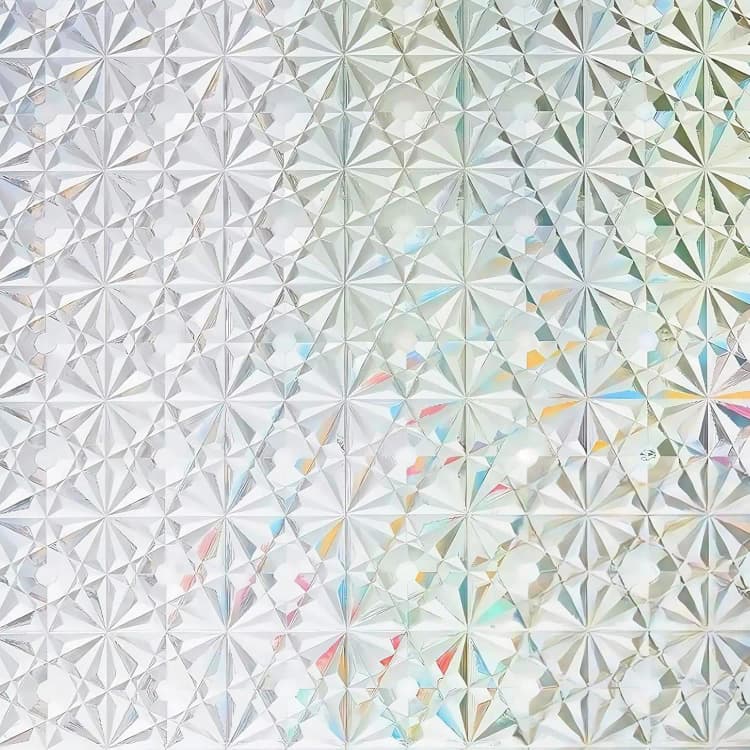 DECO Rainbow Privacy Stained Glass Window Film 3D Static Cling Glass Cover Peel and Stick Window Tint for Home Office Decoration detail 1