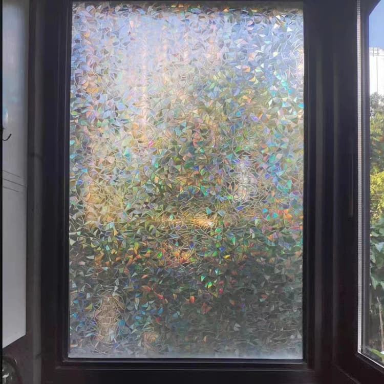 DECO Rainbow Privacy Stained Glass Window Film 3D Static Cling Glass Cover Peel and Stick Window Tint for Home Office Decoration detail 6