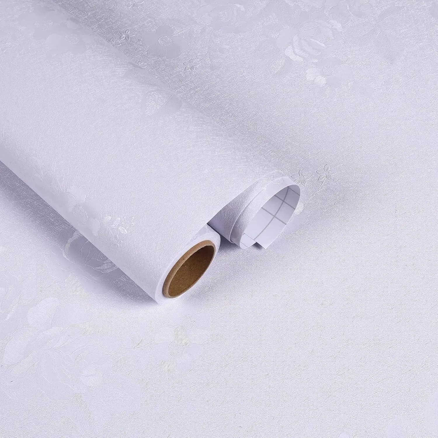 COWINLIFE White Embossed Floral Self Adhesive 3d Wall Sticker Waterproof Living Room Hotel Background PVC Home Decor Wallpaper Roll