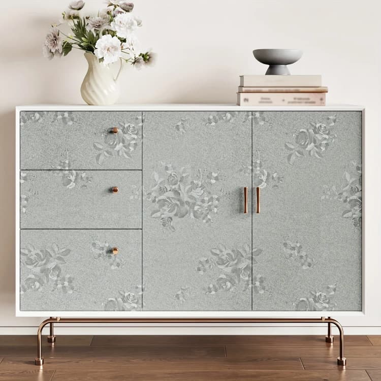 COWINLIFE White Embossed Floral Self Adhesive 3d Wall Sticker Waterproof Living Room Hotel Background PVC Home Decor Wallpaper Roll detail 3