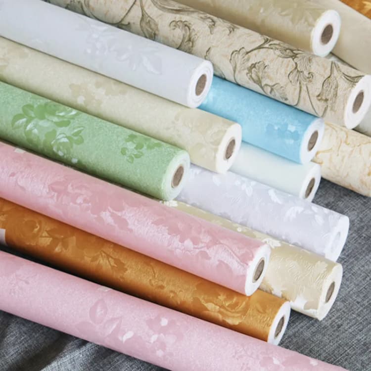 COWINLIFE Flower Embossed Wallpaper Rolls PVC Self Adhesive Furniture Waterproof 3D Wall Stickers Home Decorations for Home Interior detail 2