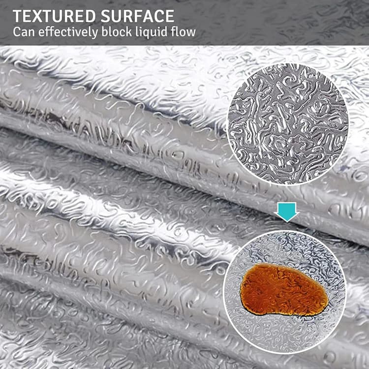 24x197Inch/Roll PVC Silver 3D Peel & Stick Wallpaper Aluminum Furniture Foil Oil-Proof Vinyl Wrap for Kitchen Wall Sticker Cover detail 2