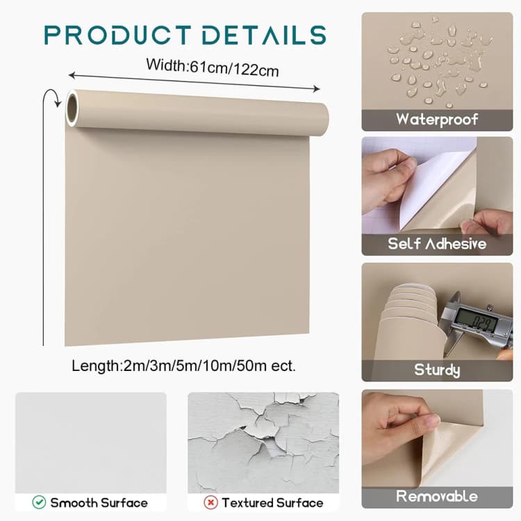 COWINLIFE New Dusty Blue 3D Wall Sticker Solid Peel and Stick Wallpaper Roll Luxury Furniture Wall Decorations for Home Wall Covering detail 3