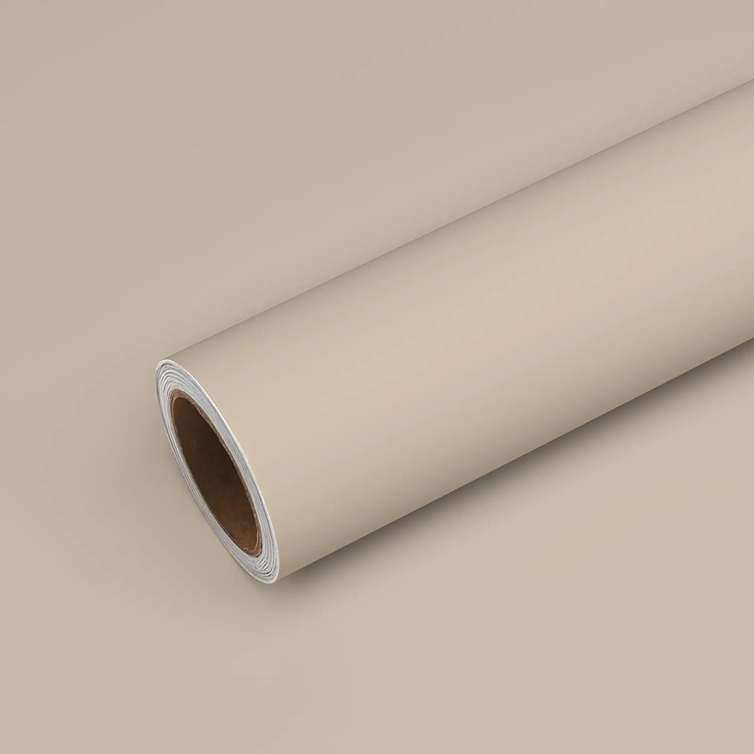 24*393.7 Inch Khaki Color Self Adhesive PVC Waterproof Wall Sticker Removable Solid Wallpaper Roll for Kitchen Home Decoration