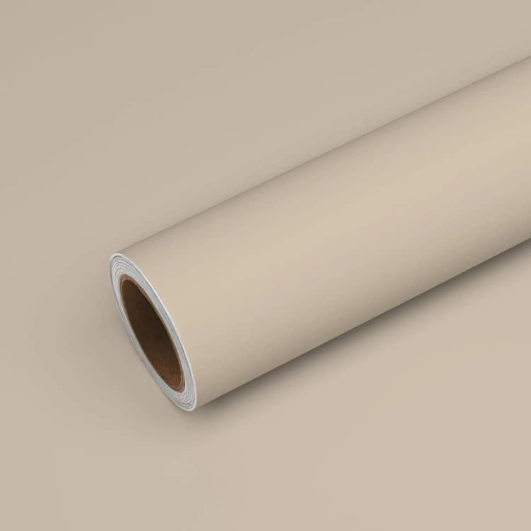 24*393.7 Inch Khaki Color Self Adhesive PVC Waterproof Wall Sticker Removable Solid Wallpaper Roll for Kitchen Home Decoration detail 1