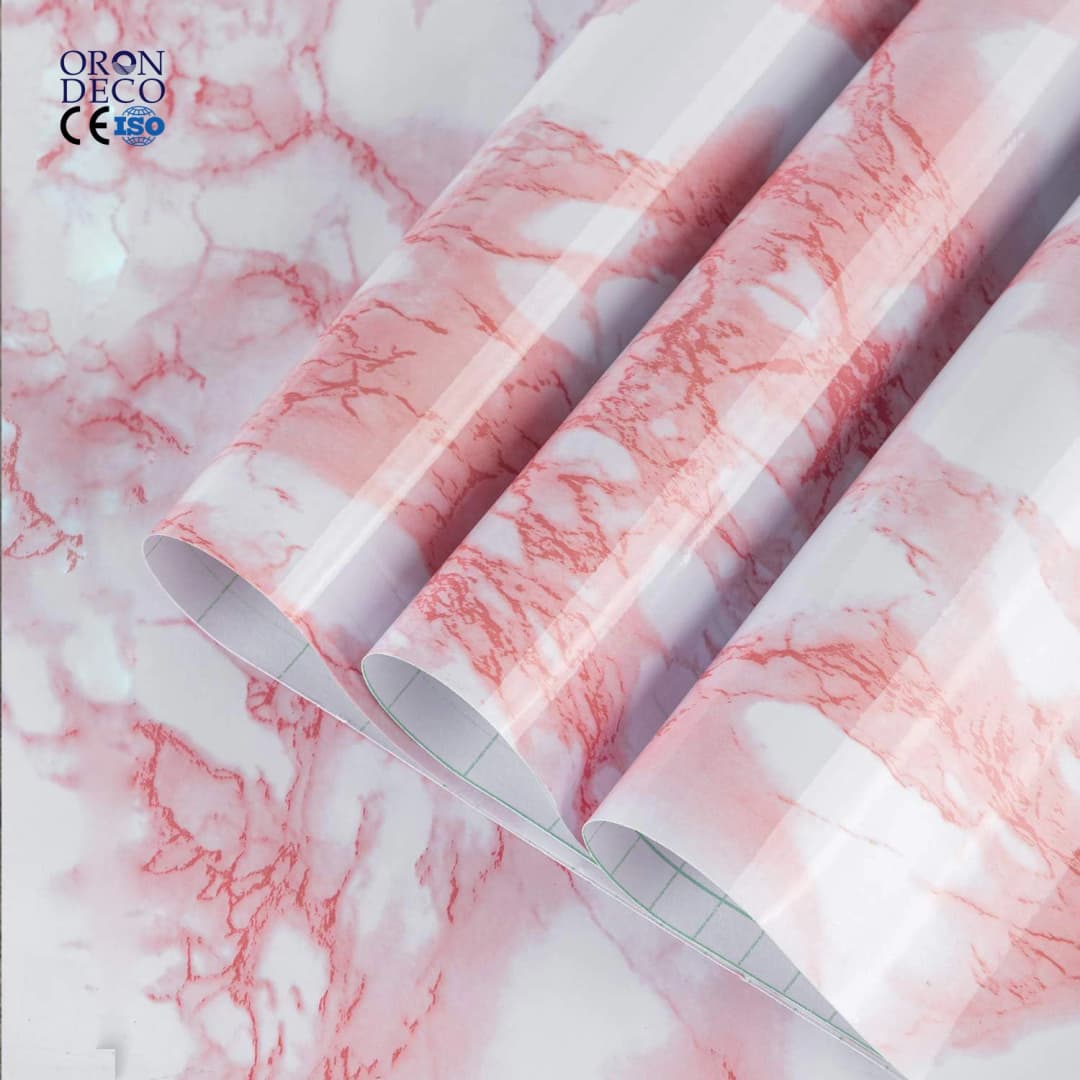 COWINLIFE DECO Pink Marble Sticker Peel and Stick Self-Adhesive Wall Stickers Vinyl 3d Wallpaper Roll Home Decoration Interior Design