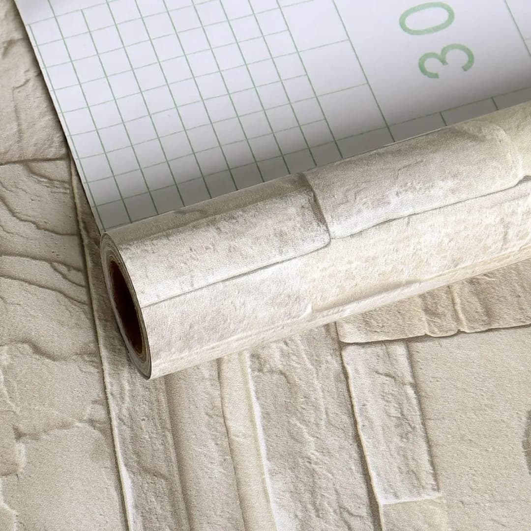 24*39.3Inch/Roll Stone Brick Wallpaper 3d Kitchen PVC Wall Sticker Peel and Stick Wallpaper Rolls Decorations for Home Decor
