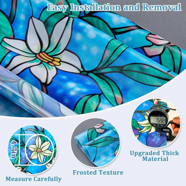 Luxury Glass 3d Window Film Static Cling Sticker Peel and Stick Wallpaper Decoration Films Vinyl Window Tint Adhesive Paper Film detail 4