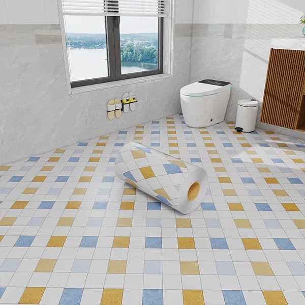24X197Inch/Roll Eco-Friendly Self Adhesive Vinyl Flooring Garage Tiles 3D Luxury Decking Pvc Floor Sticker for House Interior