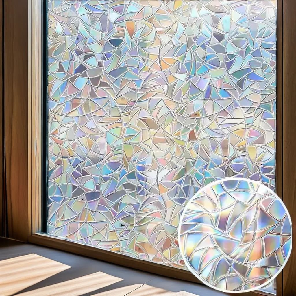 COWINLIFE Rainbow Window Tint 3D Window Glass Film Stained PVC Thick Home Decor Wallpaper Roll Bedroom Furniture Privacy Film Low MOQ