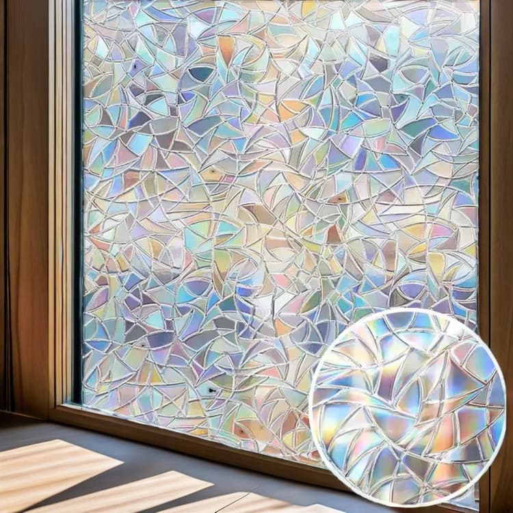 COWINLIFE Rainbow Window Tint 3D Window Glass Film Stained PVC Thick Home Decor Wallpaper Roll Bedroom Furniture Privacy Film Low MOQ detail 1