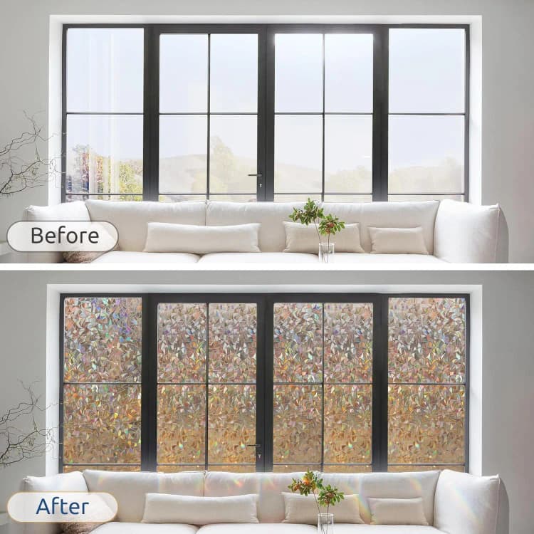 COWINLIFE Rainbow Window Tint 3D Window Glass Film Stained PVC Thick Home Decor Wallpaper Roll Bedroom Furniture Privacy Film Low MOQ detail 3