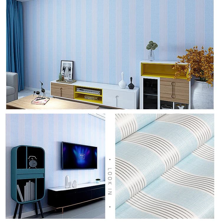 COWINLIFE DECO Factory Price Fabric Striped Peel & Stick Wallpaper Rolls Pvc 3D Wall Stickers & Shelf Liner Furniture for Home Decor detail 5