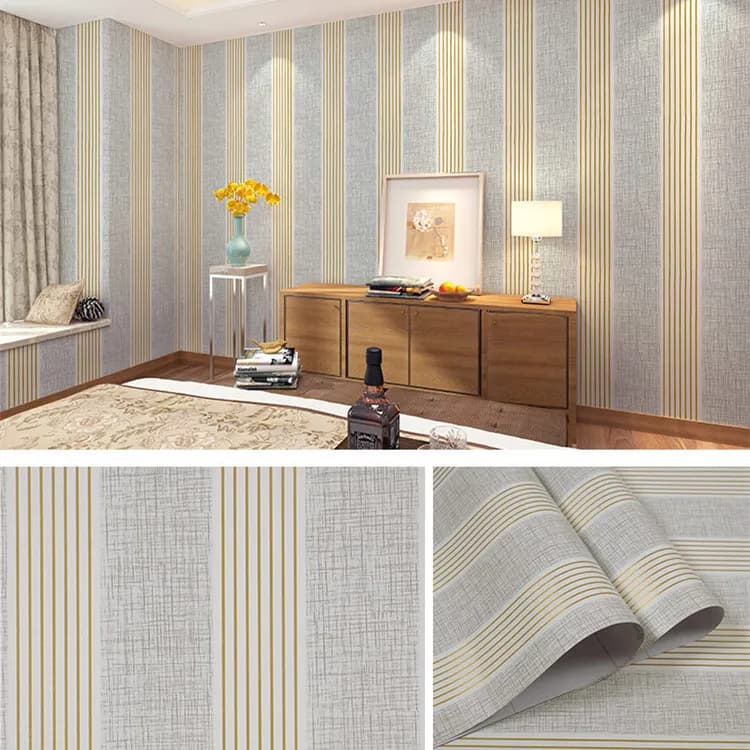 COWINLIFE DECO Factory Price Fabric Striped Peel & Stick Wallpaper Rolls Pvc 3D Wall Stickers & Shelf Liner Furniture for Home Decor detail 6