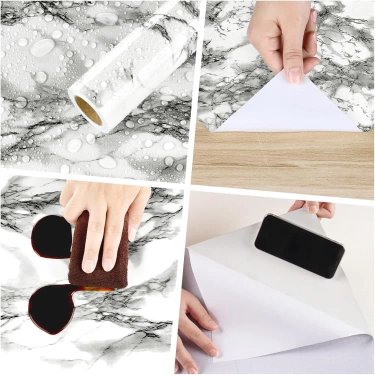 COWINLIFE Waterproof Self-Adhesive PVC Kitchen Wall Marble Sticker House Decoration Interior for Wallpaper Rolls Home Decor Luxury detail 4
