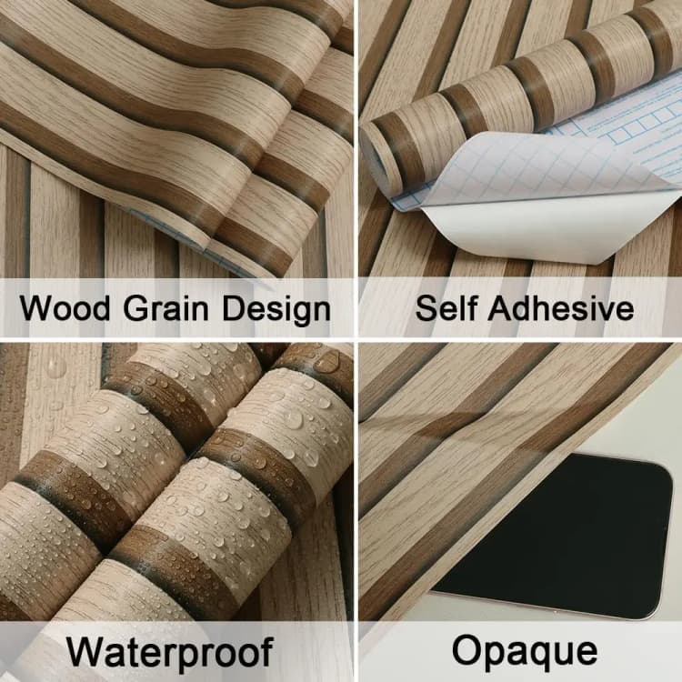 COWINLIFE DECO Manufacturer Gray Waterproof 3D Wood Wallpaper Sticker Peel and Stick Self Adhesive Vinyl Wallpaper for Bedroom 60cm detail 5