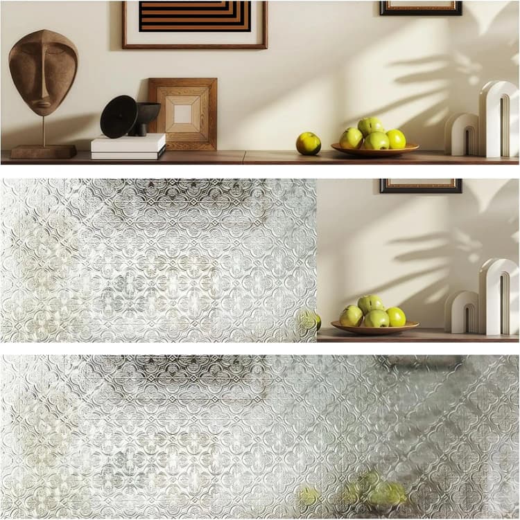 COWINLIFE 3D Stained Glass Window Film Privacy Static Cling Rainbow Effect Glass Cover Peel and Stick Window Tint for Home Office detail 6