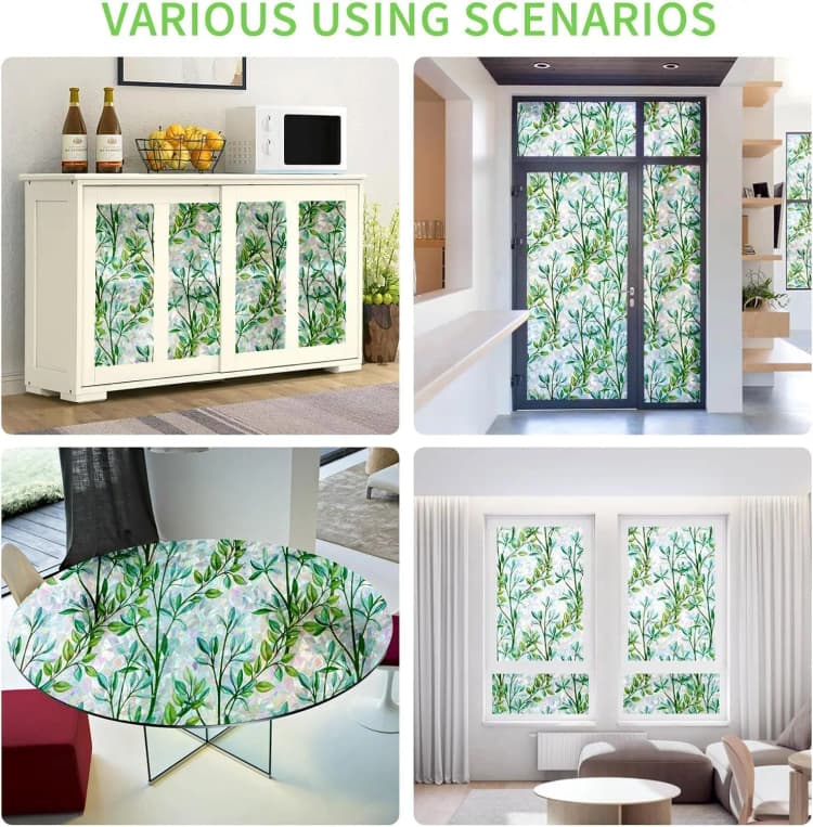 COWINLIFE DECO Window Privacy Film 3D Static Cling Decorative Frosted Glass PVC Film for Home Office Windows Bathroom Tint Removable detail 6