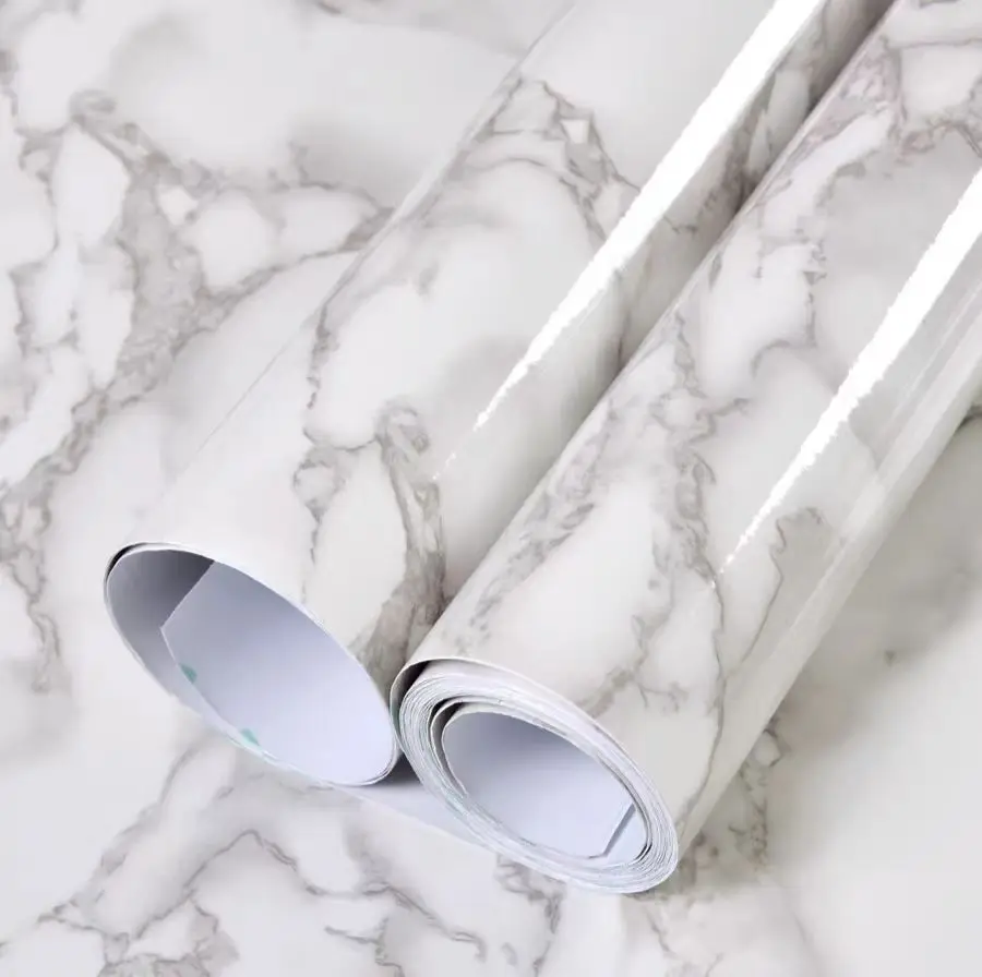 COWINLIFE Supplier Price Modern White Vinyl Wrap Peel&Stick Self Adhesive Marble Sticker Pvc Wall Stickers Rolls for Home Decor 60CM