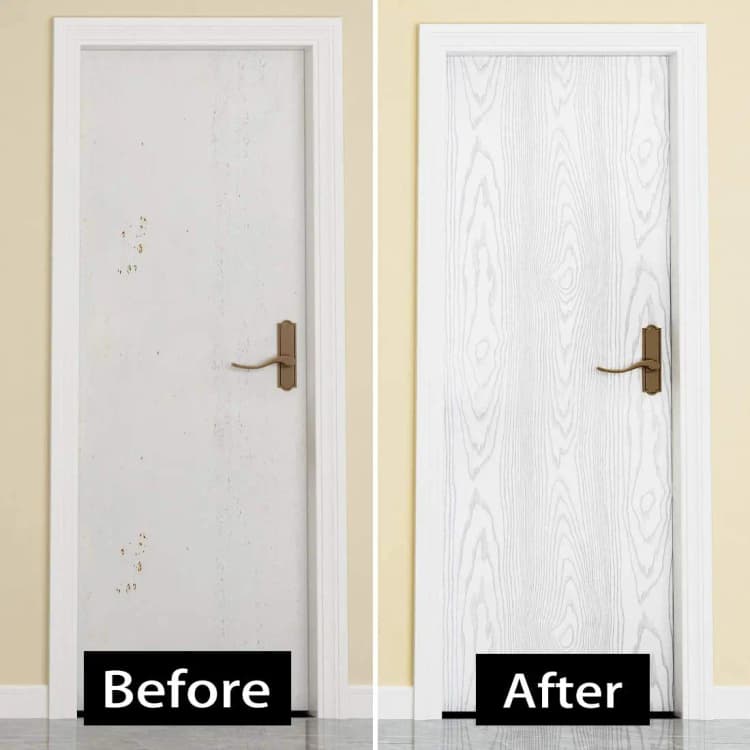 COWINLIFE Silver 3D Peel and Stick White Wood Grain Wallpaper Self Adhesive Waterproof PVC Vinyl Film Furniture Cabinet Home Decor detail 2