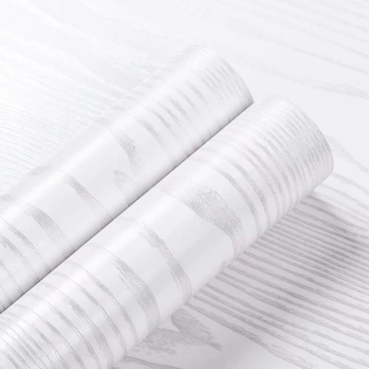 COWINLIFE Silver 3D Peel and Stick White Wood Grain Wallpaper Self Adhesive Waterproof PVC Vinyl Film Furniture Cabinet Home Decor detail 7