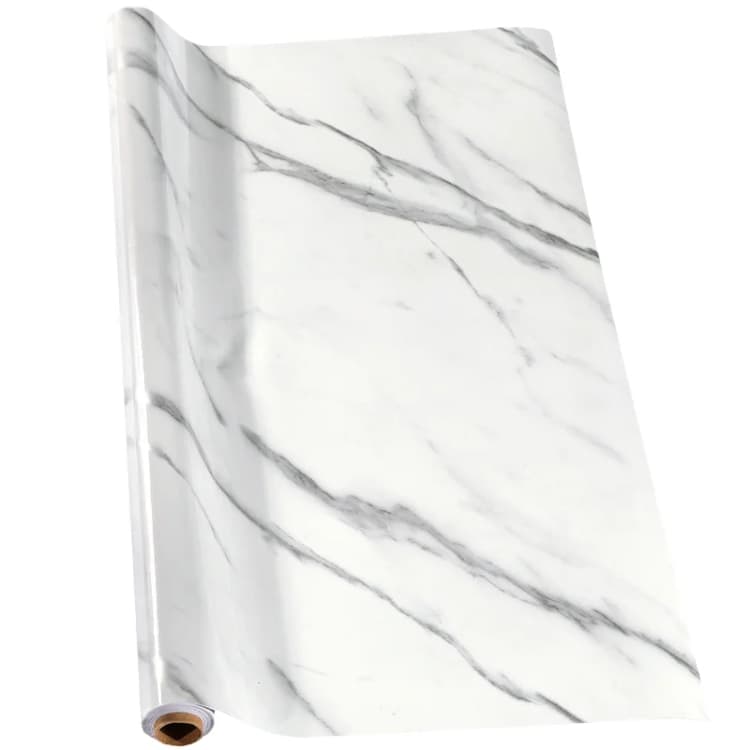 COWINLIFE 3D White Peel and Stick Wallpaper PVC Self Adhesive Wall Sticker for Kitchen Cabinets Countertop Home Decor Marble Sticker detail 1