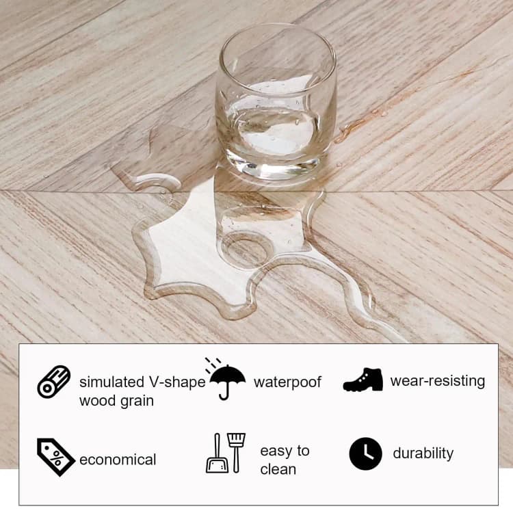 COWINLIFE Waterproof Vinyl Flooring Rolls Adhesive Paper & Film Decking Plastic Flooring for Home Decor Luxury PVC Floor Sticker detail 4