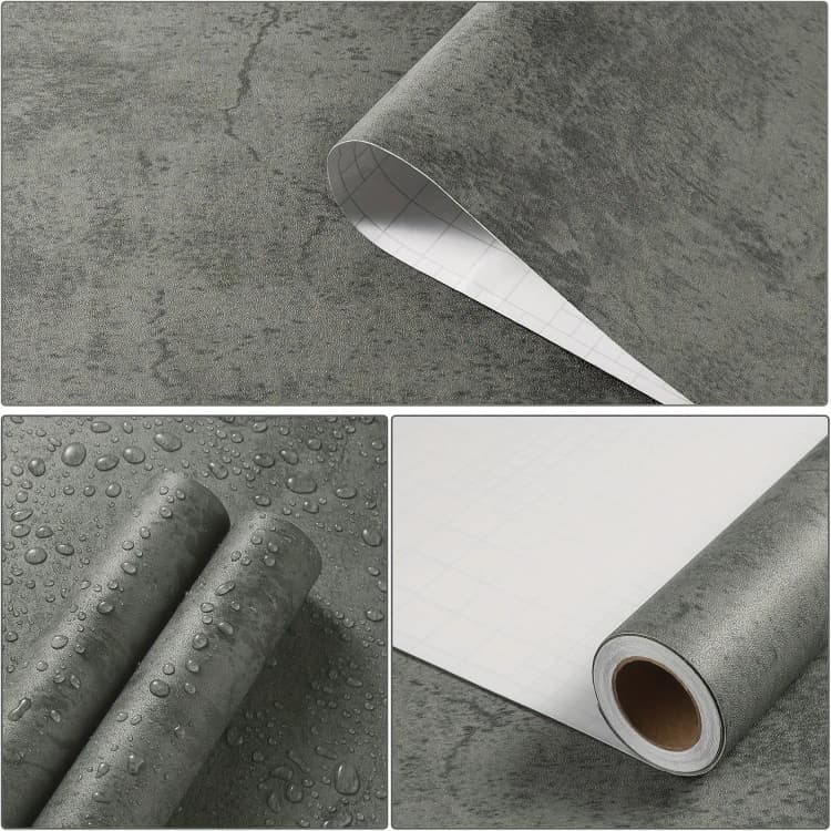 COWINLIFE 60CM*10M Low Moq 3D Thick Grey Cement Wallpaper for Bedroom Peel and Stick PVC Vinyl Self-Adhesive Wall Stickers Home Decor detail 5