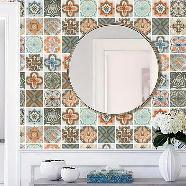 COWINLIFE Wall Tiles Flowers Vinyl Floor Tile Easy Install Kitchen Wrap Waterproof Self Adhesive 3D Wallpaper Roll for Home Decor detail 2