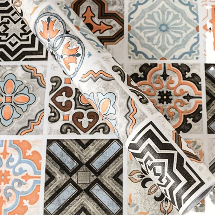 COWINLIFE Wall Tiles Flowers Vinyl Floor Tile Easy Install Kitchen Wrap Waterproof Self Adhesive 3D Wallpaper Roll for Home Decor detail 4