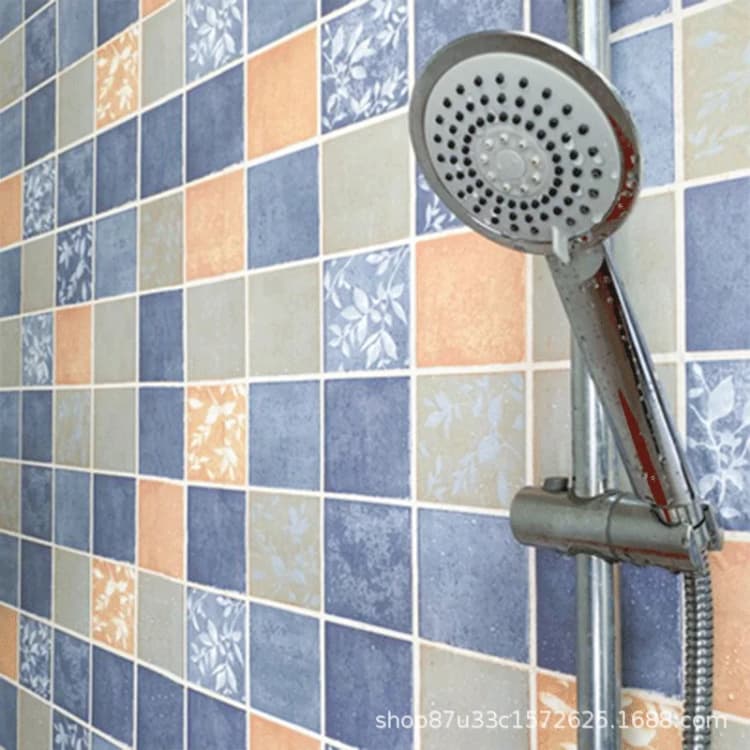 COWINLIFE Wall Tiles Flowers Vinyl Floor Tile Easy Install Kitchen Wrap Waterproof Self Adhesive 3D Wallpaper Roll for Home Decor detail 5